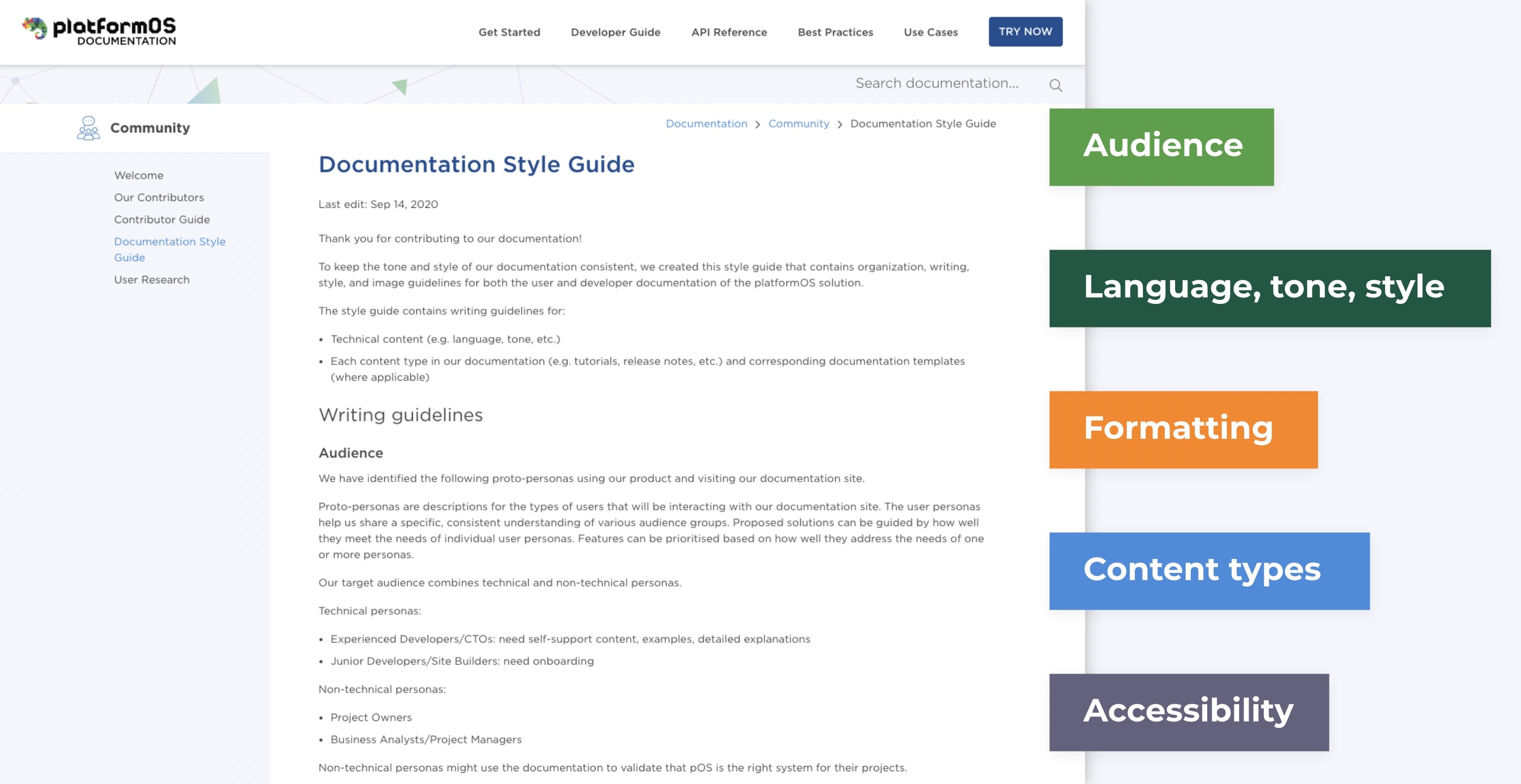 A screenshot of our Documentation Style Guide