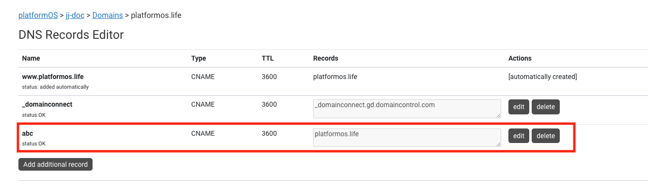 specific subdomain CNAME image