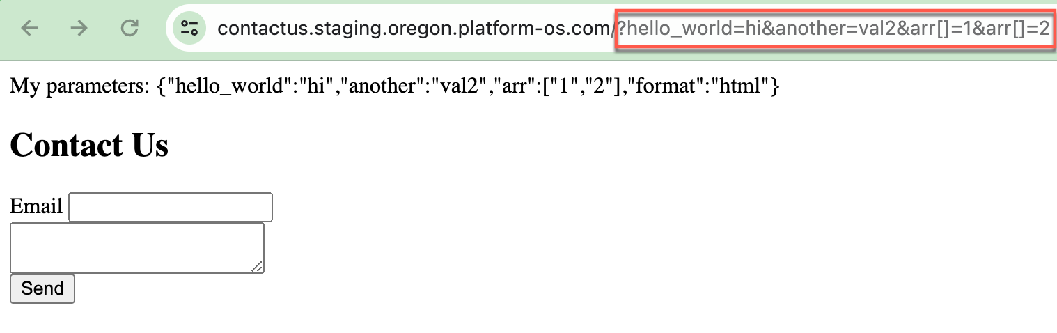 Screenshot showing complex parameters including 'hello_world', 'another', 'arr', and 'format'