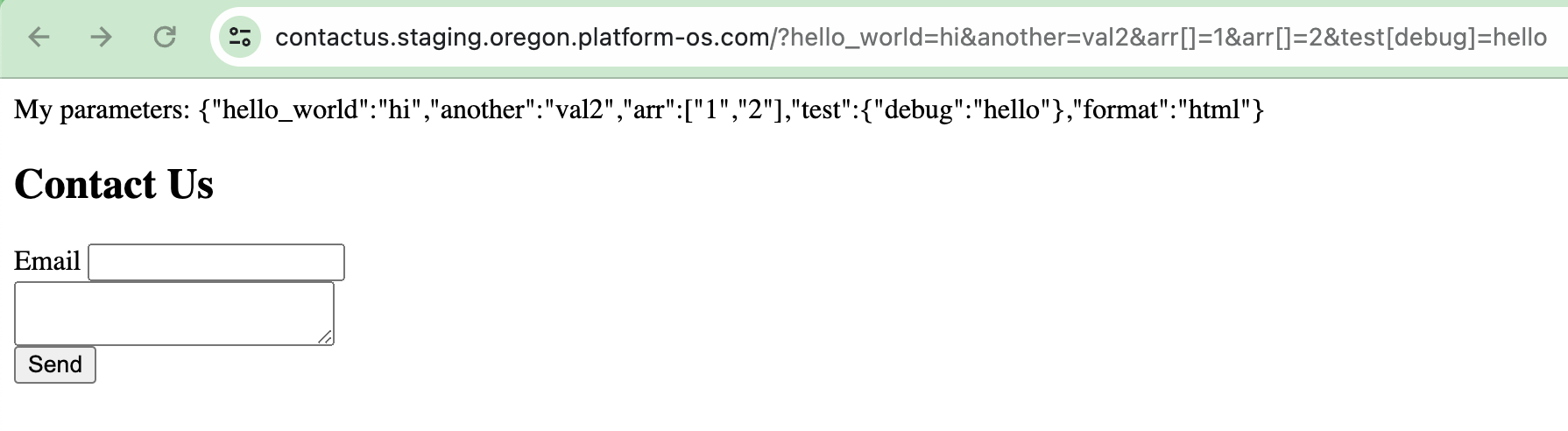 Screenshot showing parameters including hashes