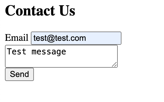 Response showing context parameters with submitted data