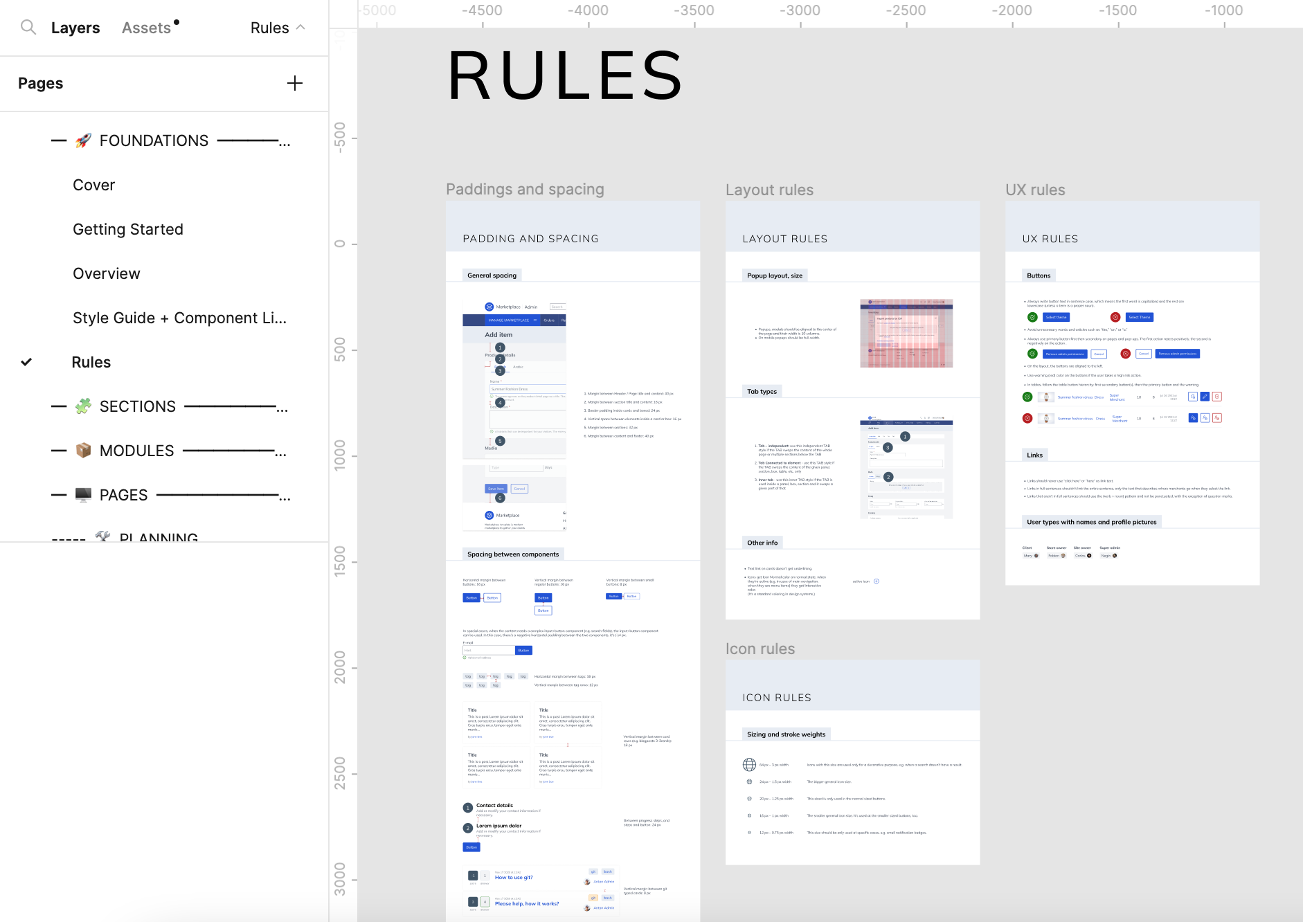 The view of the Rules page